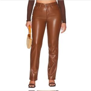 Good American Better Than Leather Good Icon Pants Burnt Caramel Size 16 NWT